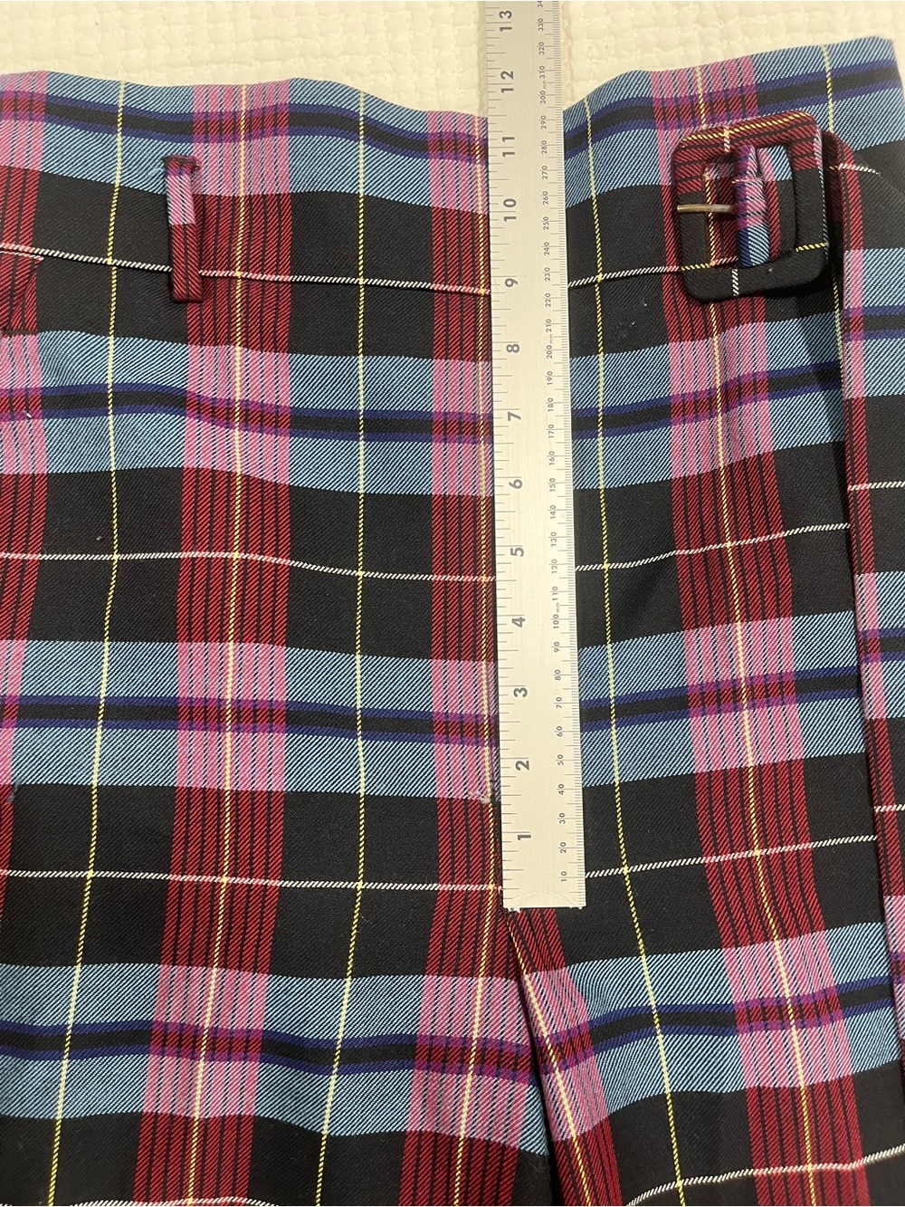 Zara Burgundy and Blue Plaid Wide-Leg Trousers - Picture 6 of 8